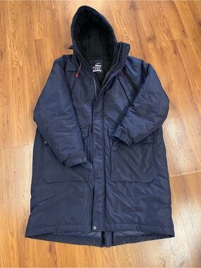 Vintage oobe Long Blue Winter Parka Coat Nylon And Polyester 3XL